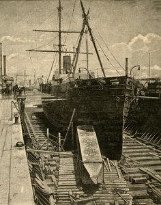 1881年、オベリスクを汽船の船倉に置く。