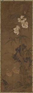 ウズラと花、元または明王朝、14 世紀。 作： Unbekannt