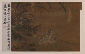 ウズラとキビ、明代、1368～1644年。 作： Unbekannt