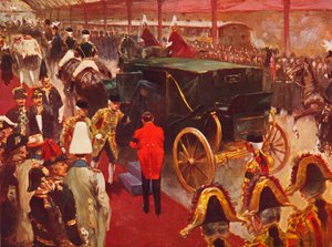 ビクトリア女王の葬儀のためにパディントン駅に到着したアレクサンドラ女王、1901年1906年 作： Unbekannt