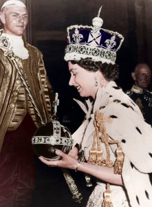 エリザベス2世女王、1953年の戴冠式の後、バッキンガム宮殿に戻る 作： Unbekannt