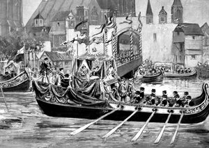 クイーンエリザベス川の戴冠式行列、ロンドン、1558年c1905 作： Unbekannt
