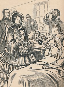 ビクトリア女王、傷ついた兵士を訪ねるc1907 作： Unbekannt
