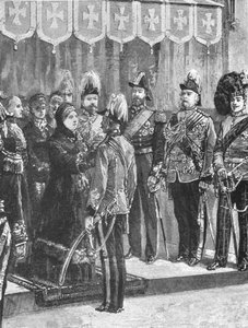 1879年12月8日、ウィンザーにて、ビクトリア女王が役員を飾った。 作： Unbekannt