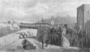 ビクトリア女王がスコットランドを初めて訪れた1842年：エディンバラ城でモンスメグを調査、1901年。 作： Unbekannt