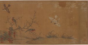ウサギ、鳥、花、17世紀。 作： Unbekannt
