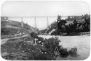 1911年、アルカニア、マレコ川に架かる鉄道橋 作： Unbekannt