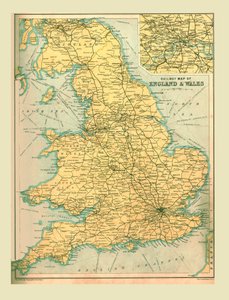 イングランドとウェールズの鉄道地図、1902年。 作： Unbekannt