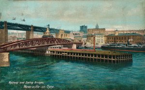 ニューカッスルアポンタイン、c1905、鉄道とスイングブリッジ 作： Unbekannt