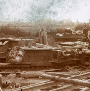 ビッグバーサガン用のレール取り付け、c1914-c1918 作： Unbekannt