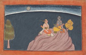 パバラサナ山のラマとラクシュマナ：シャングリラーマヤナシリーズのフォリオ...、c1690-1710。 作： Unbekannt