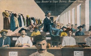 葉巻工場、ハバナ、キューバ、c1910sの読者 作： Unbekannt