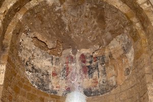 リベレス。教会の様子。内部の様子。後陣の様子。壁画。ロマネスク様式。 作： Unbekannt
