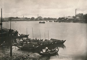ラングーンのプーズンドゥンクリークにある精米所。1900年。 作： Unbekannt