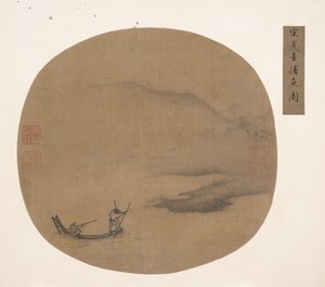 船頭のいる川の風景。 作： Unbekannt