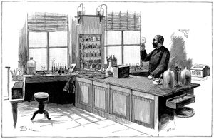 ロバートコッホ1843-1910、ドイツの細菌学者であり医師である彼の研究室 作： Unbekannt