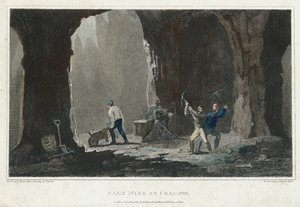 岩塩：ポーランドのクラクフ近くの塩鉱山で働いている鉱夫、c1820 作： Unbekannt