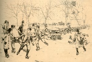 1881年、ニューヨークのマディソンスクエアでのローラースケート。 作： Unbekannt