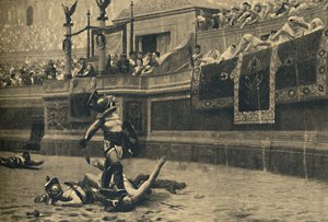 ローマ-コロシアム-剣闘士の戦い、1910年 作： Unbekannt