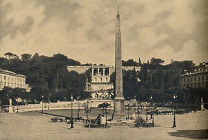 ローマ-ポポロのオベリスク、噴水、広場。 -ピンチョ公共公園のテラス、1910