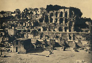 ローマ-ヴェスタルバージンの家の上にそびえるカリギュラの家の遺跡、1910年 作： Unbekannt