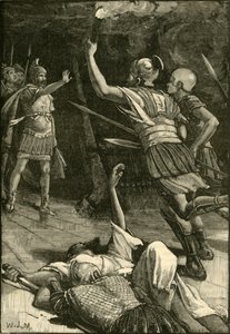 エルサレムの神殿を発射するローマ兵、1890年。 作： Unbekannt