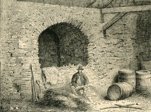 タワーヒルのローマ時代の壁、1872年。