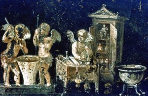 ローマの壁画、ヴェッティの家、ポンペイ、イタリア
