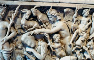 セレーネとエンディミオンの伝説を持つローマの石棺、西暦230〜235年 作： Unbekannt