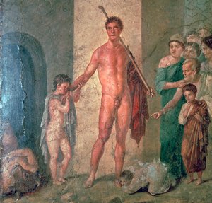 ミノタウロスを殺した後のローマ時代のテセウスの壁画、1 世紀