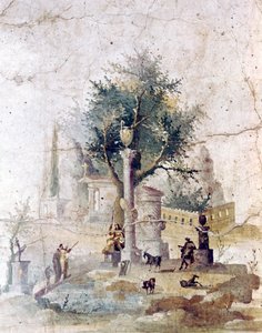 ポンペイ近くのアグリッパ・ポストムスの別荘からのローマの壁画、c1世紀 作： Unbekannt