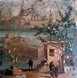 牧歌的な風景を描いたローマ時代の壁画、ポンペイ、1 世紀
