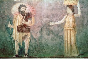 使用人のローマの壁画、紀元前 1 世紀 作： Unbekannt
