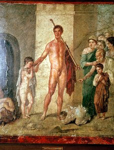 ポンペイ、ミノタウロスを殺した後のテセウスのローマ時代の壁画