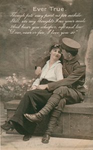 兵士と彼の恋人が登場するロマンチックなポストカード、c1914-18 作： Unbekannt