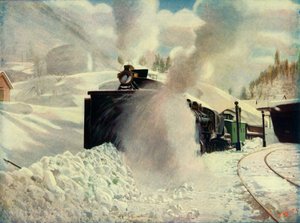 1930年、カリフォルニア南太平洋鉄道ブルーキャニオンのロータリー除雪車。 作： Unbekannt
