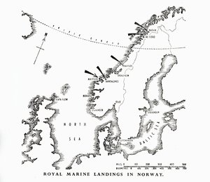 第二次世界大戦、1940年1944年のノルウェーのロイヤルマリンの着陸。 作： Unbekannt