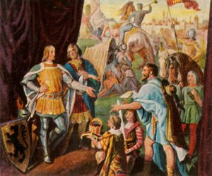 ハプスブルクのルドルフは、1273年、1936年にドイツ国王に選出されたというニュースを受け取ります。