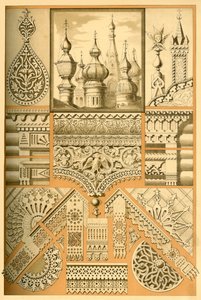 ロシアの建築装飾品と木彫り、1898年。 作： Unbekannt