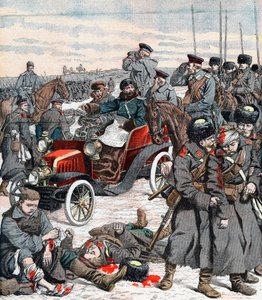 彼の車からキャンペーンを指揮するロシアの将軍、日露戦争、1904 作： Unbekannt