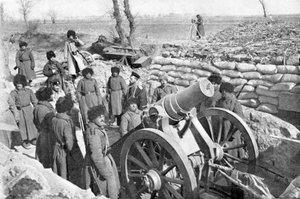 ロシアの6インチ榴弾砲バッテリー、日露戦争、1904-5 作： Unbekannt