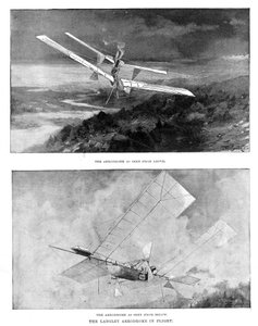 SPラングレース蒸気動力モデル飛行機飛行場を上と下から見た、1902 作： Unbekannt