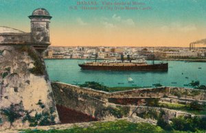 SSハバナとモロ城からの都市、ハバナ、キューバ、c1910
