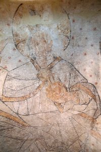 フランス、ジュラ地方のサン・クロード、2015年8月31日（金） - サン・クロード修道院博物館。栄光のキリスト。絵画。15世紀。 作： Unbekannt