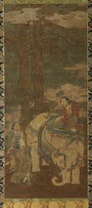 象に乗った釈迦、16～17世紀。 作： Unbekannt