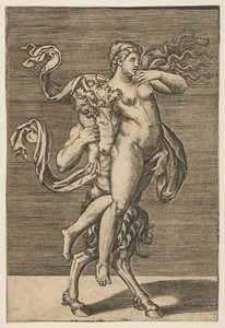 右腕を拘束しているニンフを運ぶサテュロス、ca。 1515-1600。 作： Unbekannt