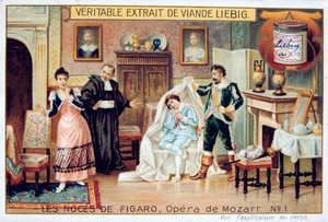 モーツァルトオペラ「フィガロの結婚」、1786年1905年の場面。 作： Unbekannt