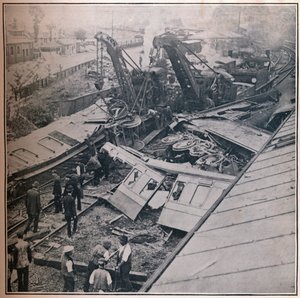 ソールズベリーでの恐ろしい鉄道災害のシーン、1906