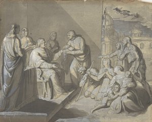 1800年から1900年にかけての女性の頭、聖遺物レクトのプレゼンテーションのあるシーン。 作： Unbekannt