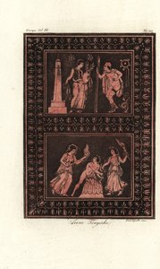 古代の花瓶に描かれたギリシャ悲劇「オレステス」のシーン